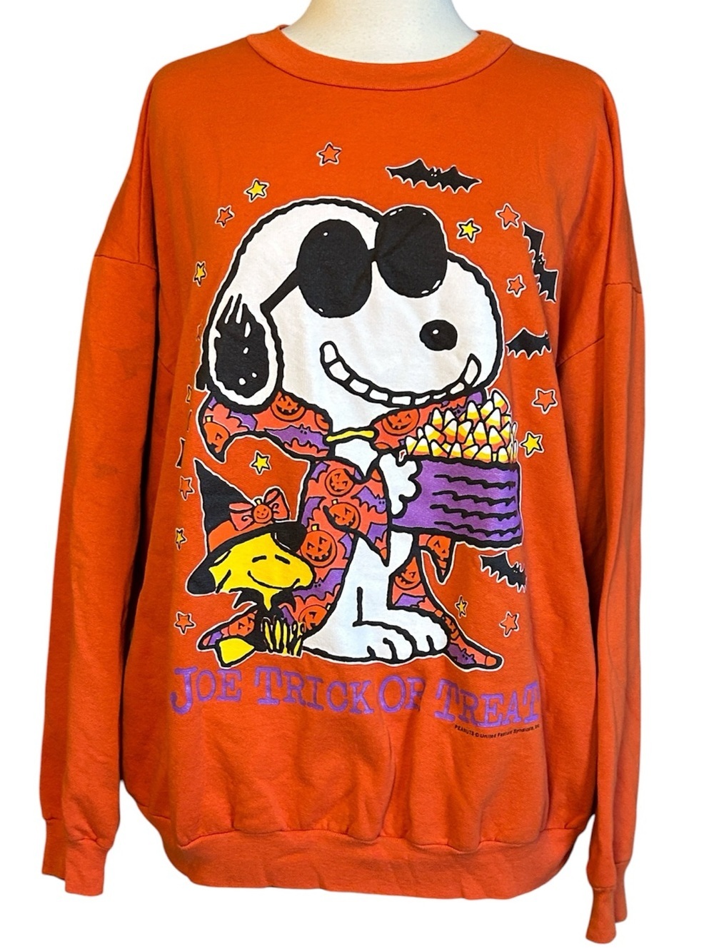 Vintage Peanuts Snoopy Joe Cool "Joe Trick Or Treat" Halloween Sweatshirt Sz XL